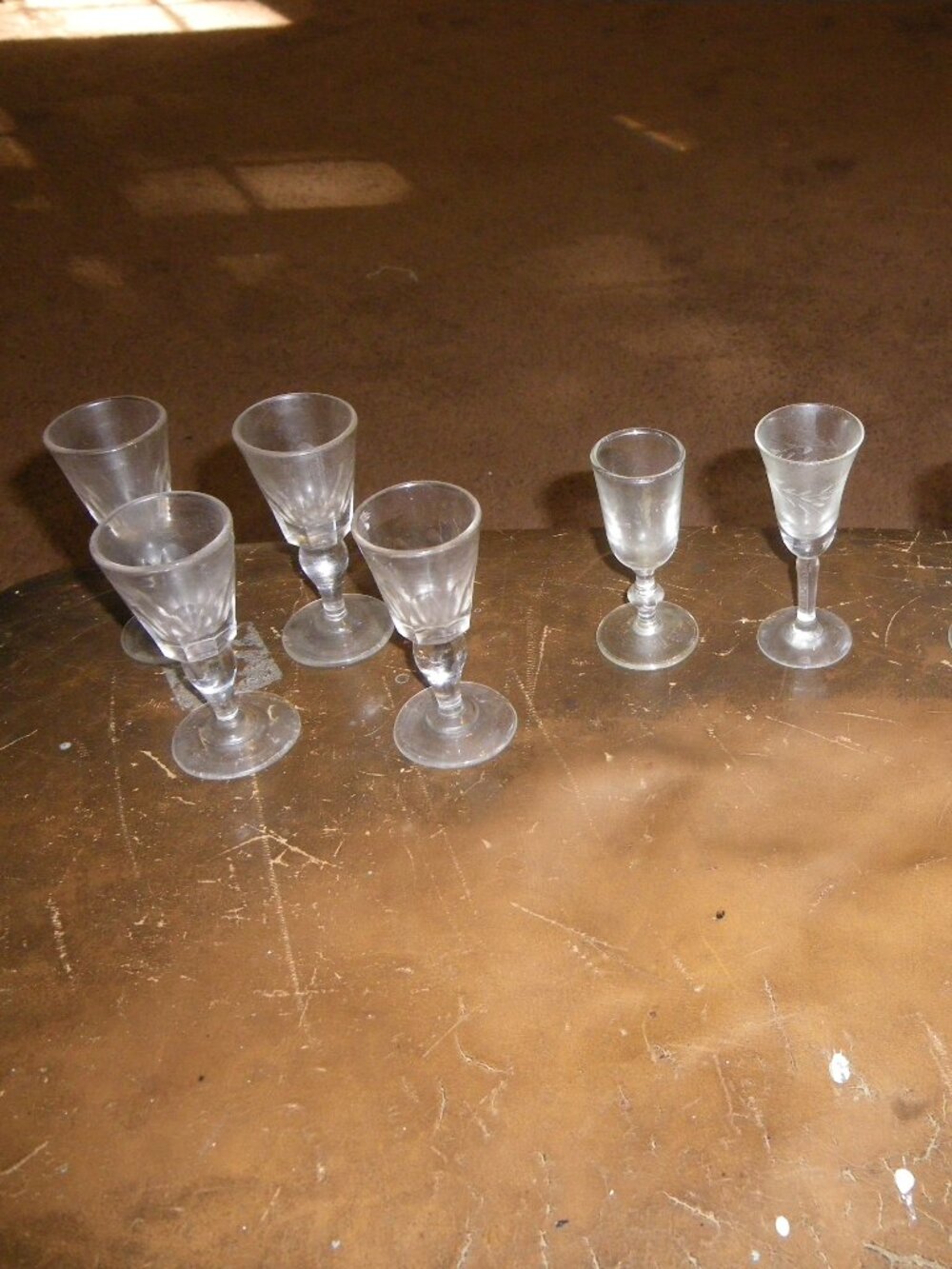 9 Vintage Small Cordial Wine Liquor Glasses 1 oz.